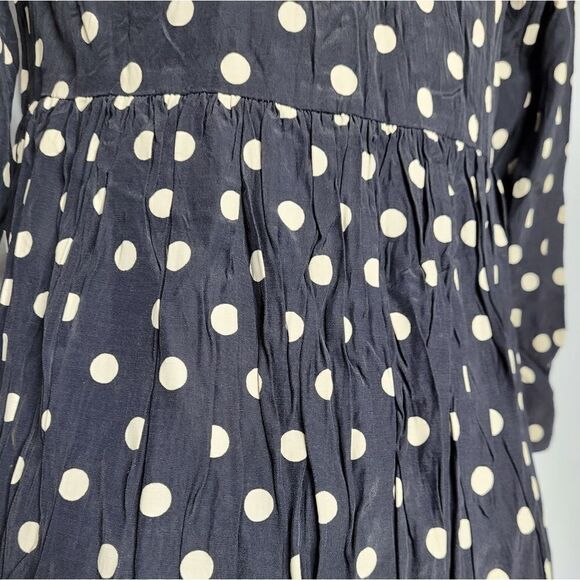 VINTAGE 70s dress black polka dot lace babydoll midi 10 - Picture 5 of 13